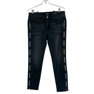 Bebe Heartbreaker Ankle Skinny Embellished Blue Jeans sz 6